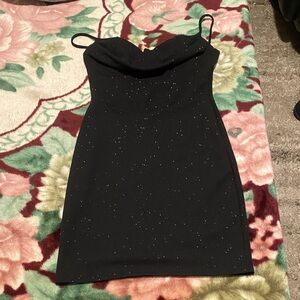 Chic Black Glitter Mini Dress